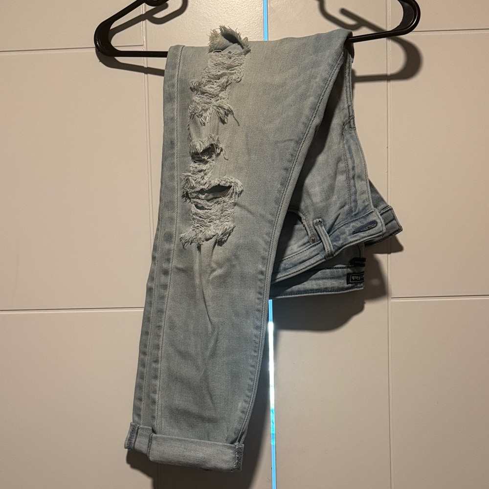 Abercrombie & Fitch Sky Blue Ripped boyfriend fit jeans